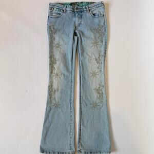 Y2K Parasuco Light Wash Embellished Denim Jeans